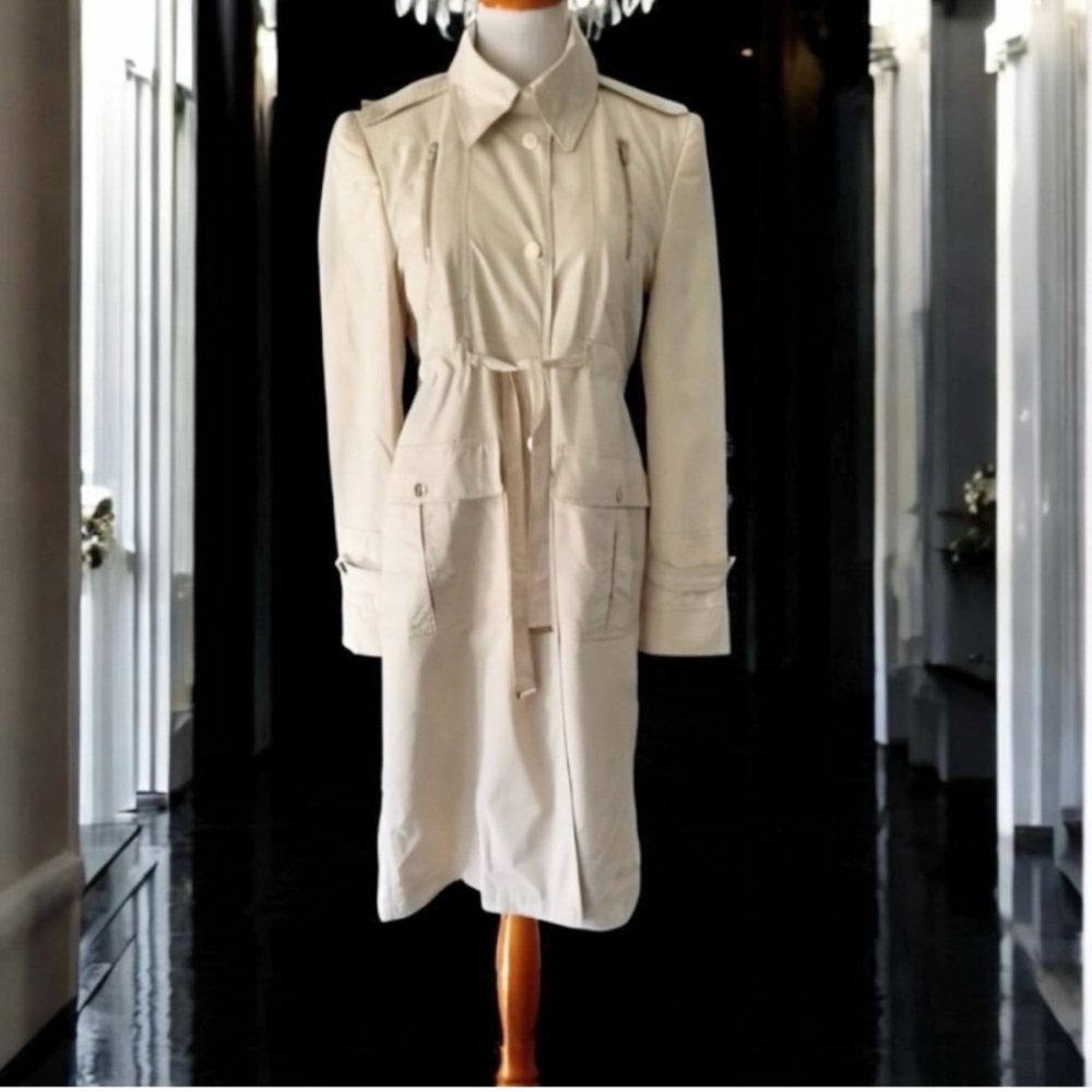 GUCCI Trench Coat Rain Jacket Signature Hardware Size 44 ITALY